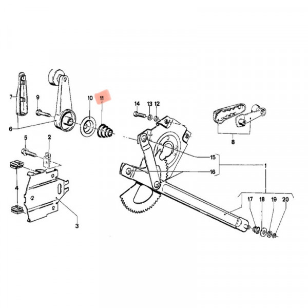 Konisches Federset unter Fensterheberkurbel BMW 1502-2002